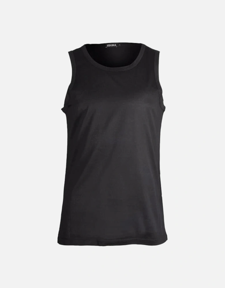 Filoscozia Cotton Tank Top Vest, Black