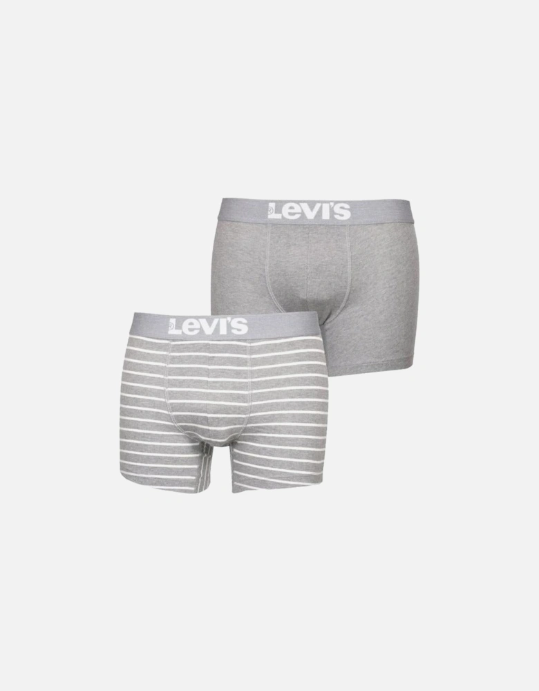 2-Pack Vintage Stripe Boxer Briefs, Heather Grey