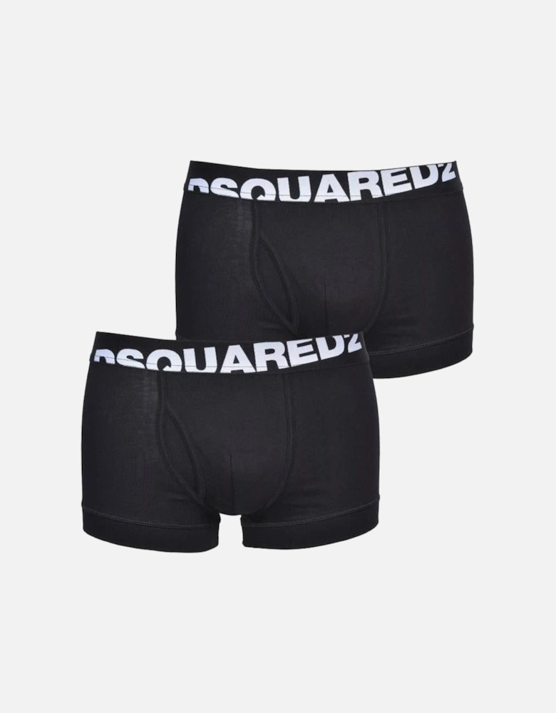 2-Pack Angled Logo Boxer Trunks, Black