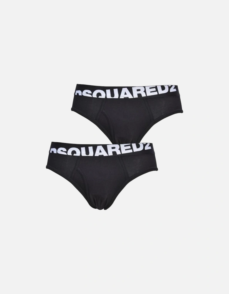 2-Pack Angled Logo Low-Rise Briefs, Black