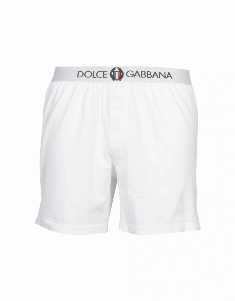 Dolce& Gabbana Lounge Shorts with Crest, White