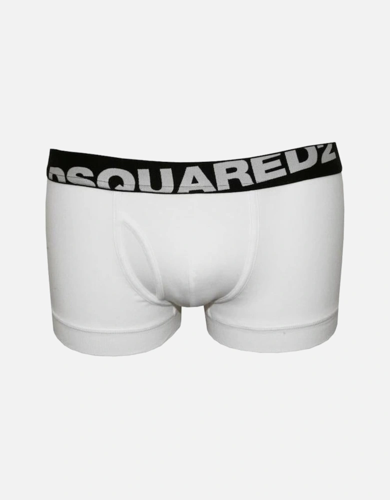 Angled Logo Low-Rise Boxer Trunk, White/black