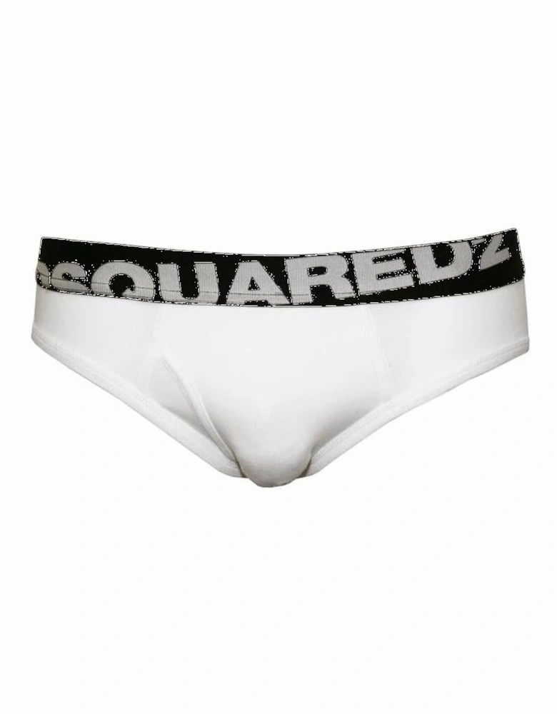 Angled Logo Low-Rise Brief, White/black