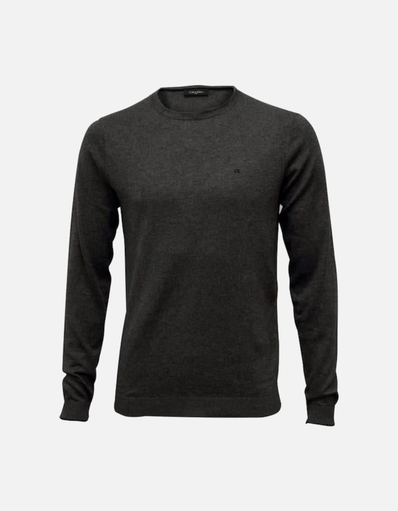 Saul Crew-Neck Ribbed Knit Sweater, Dark Grey Melange