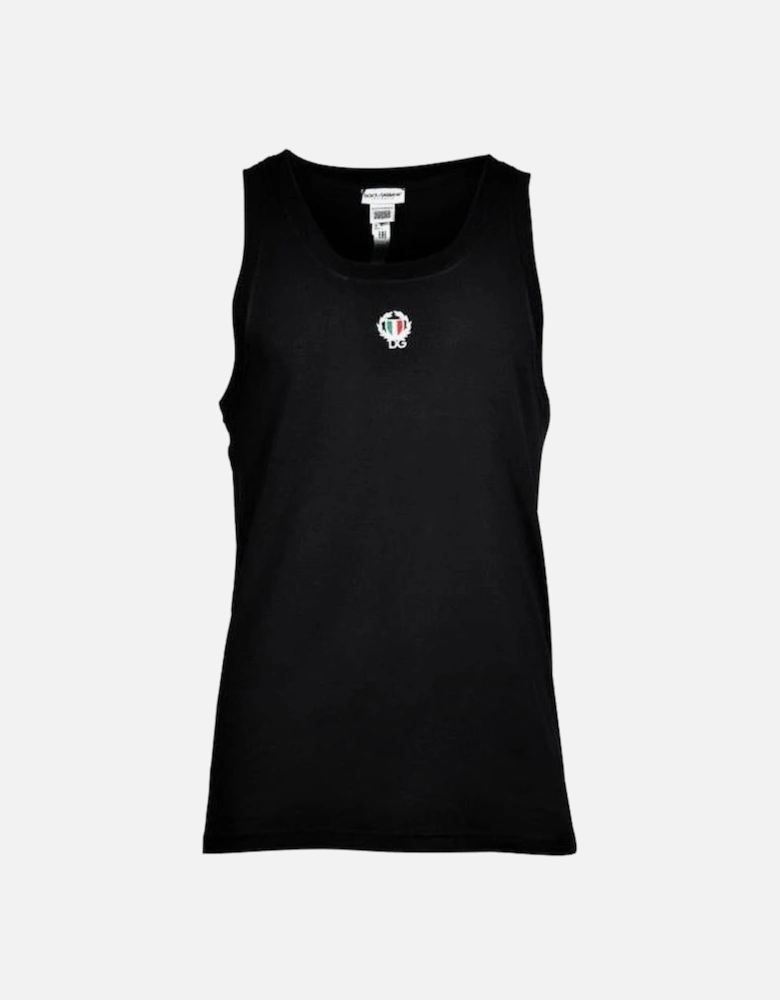 Dolce& Gabbana Tank Top Vest with Crest, Black