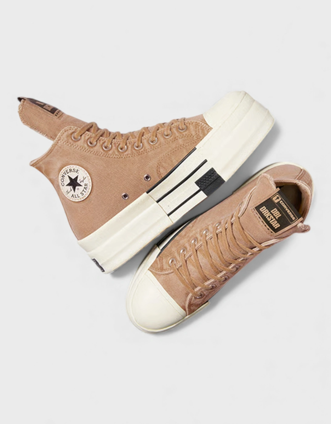 x Rick Owens DRKSHDW DBL DRKSTAR Chuck 70 High Washed Canvas Brown