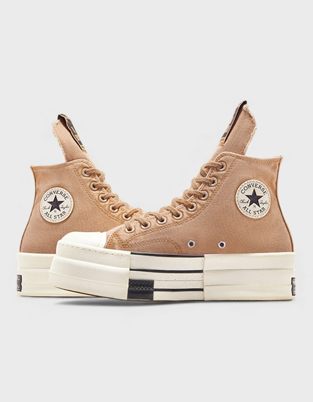 x Rick Owens DRKSHDW DBL DRKSTAR Chuck 70 High Washed Canvas Brown