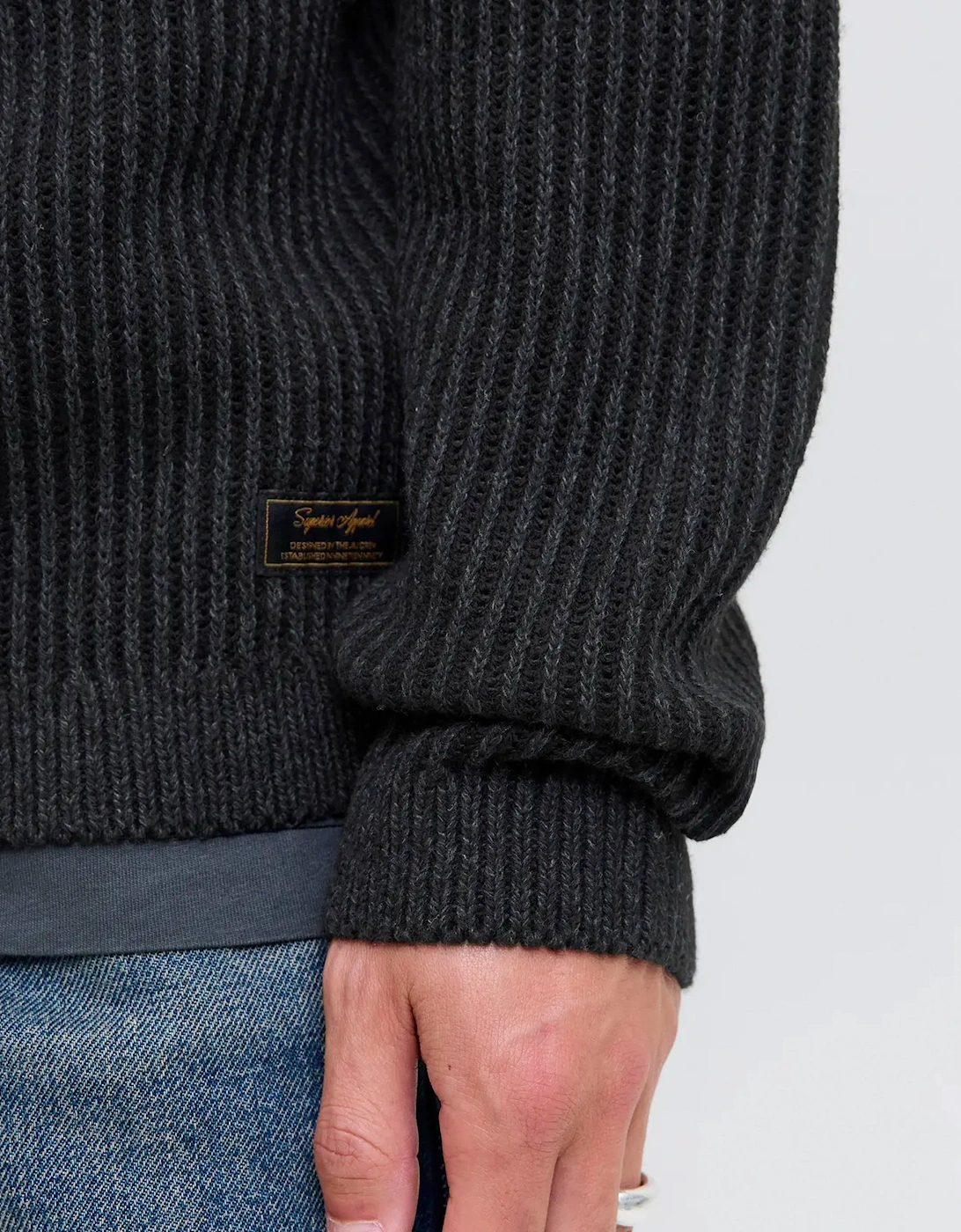 JJE Dover Knit crew neck BLACK