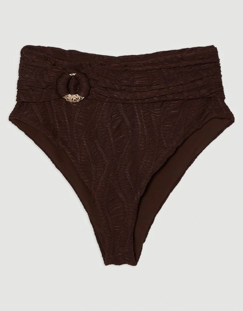 Textured Gold Trim Bikini Bottoms