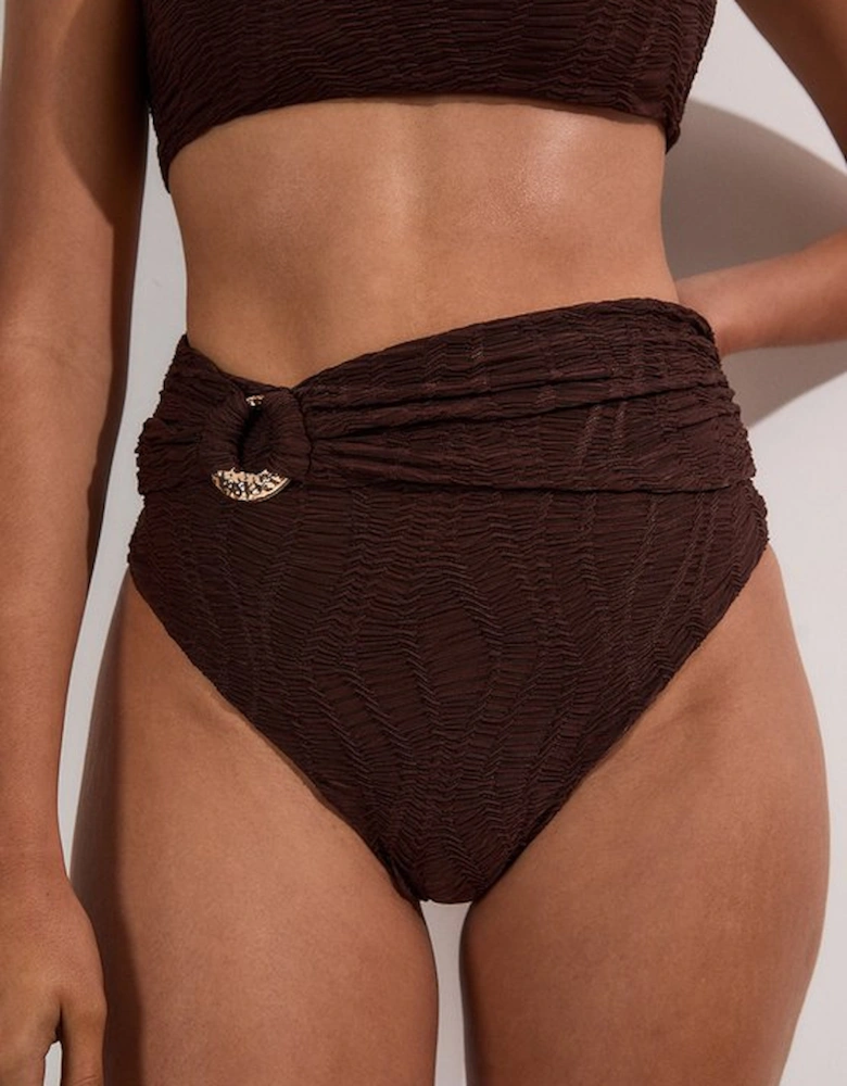 Textured Gold Trim Bikini Bottoms