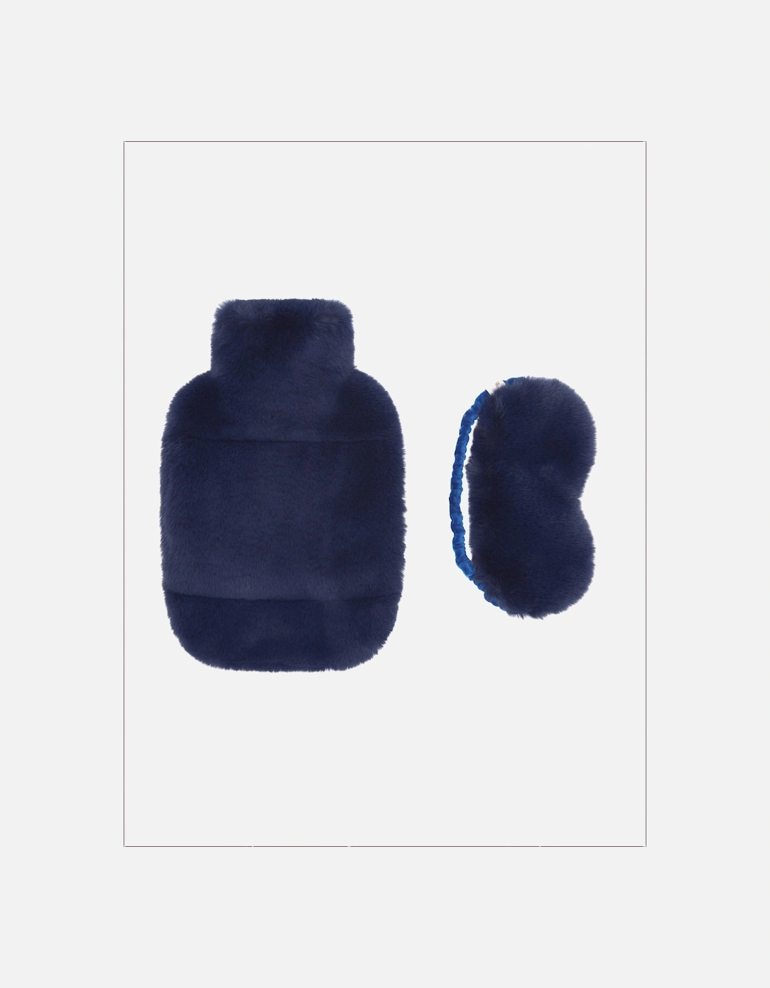 Faux Fur Hot Water Bottle and Eye Mask Set In Petrol, 2 of 1