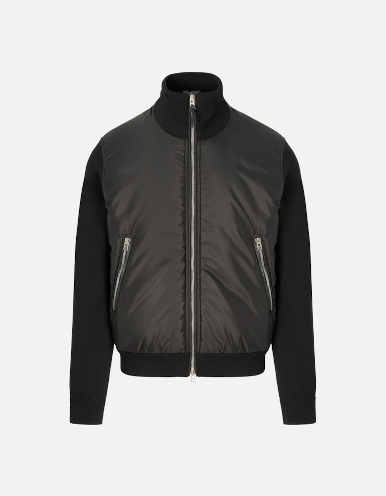 NYLON FRONT MERINO CARDIGAN