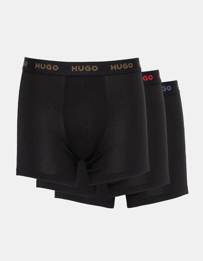 HUGO Mens 3 Pack Boxer Briefs With Logo Waistbands - Black 006
