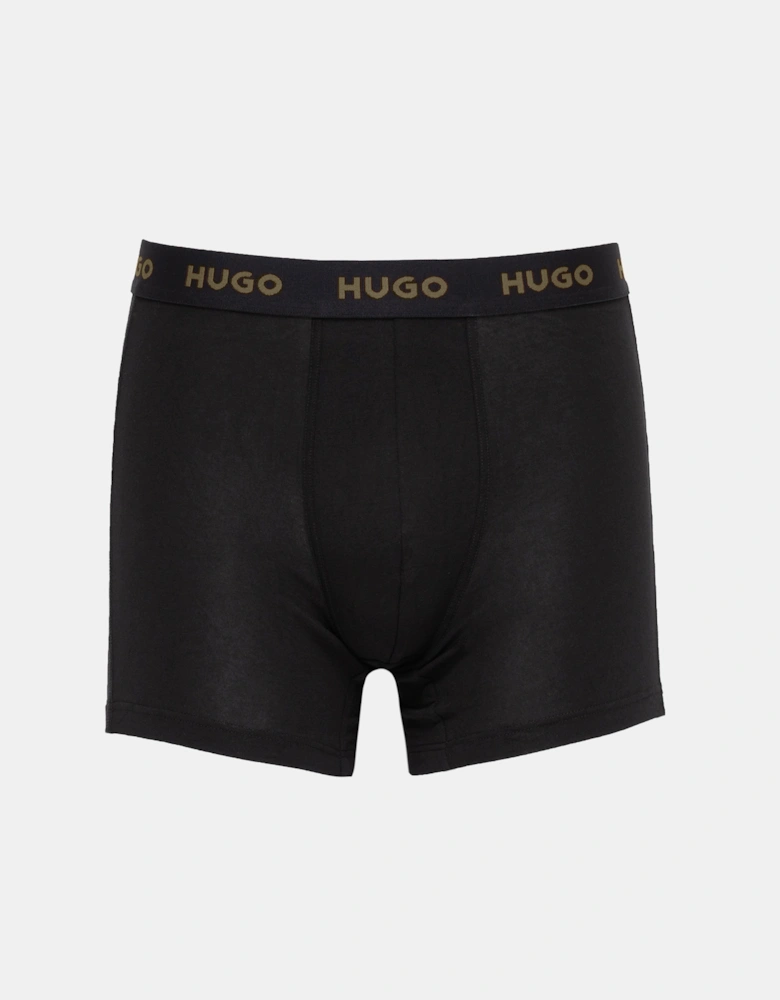 HUGO Mens 3 Pack Boxer Briefs With Logo Waistbands - Black 006