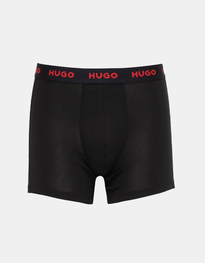 HUGO Mens 3 Pack Boxer Briefs With Logo Waistbands - Black 006