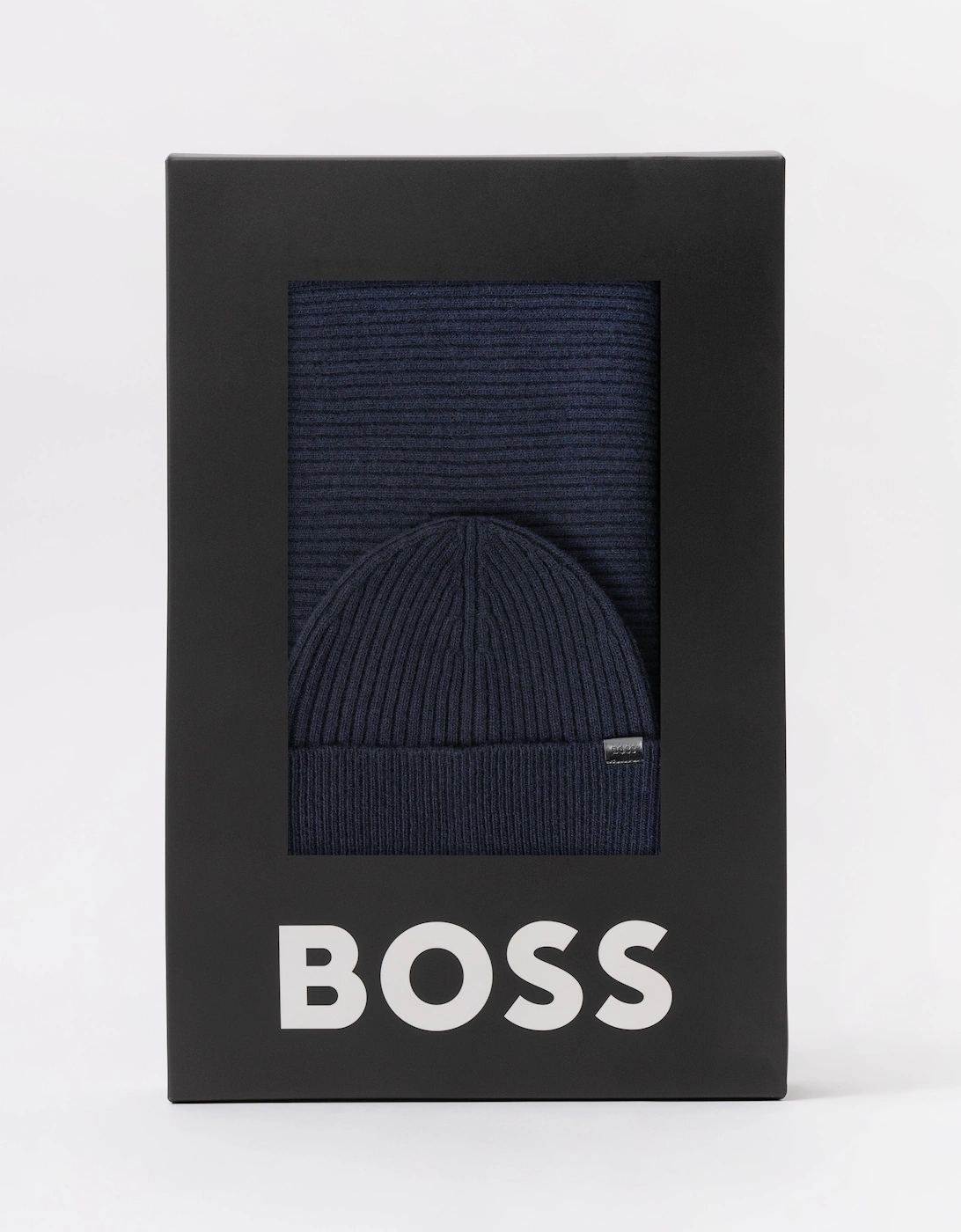 Hugo Boss Men's Navy Boss Orange Uboldi Scarf & Beanie Set - Dark Blue 404 - Size: One Size