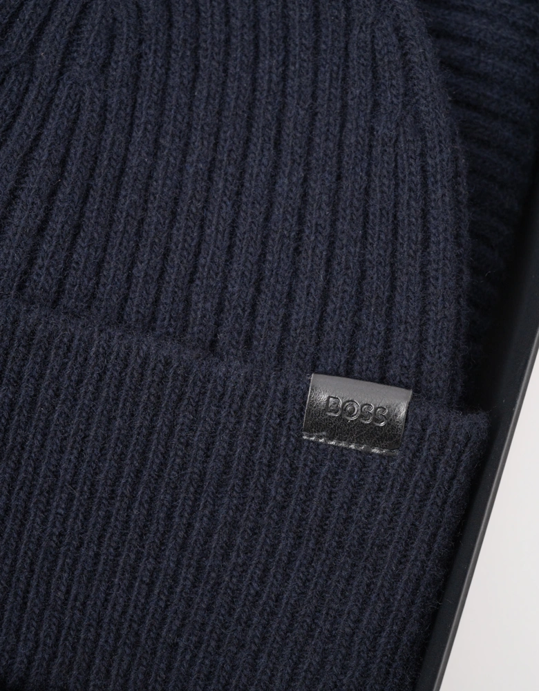 BOSS Orange Uboldi Scarf & Beanie Set - Dark Blue 404