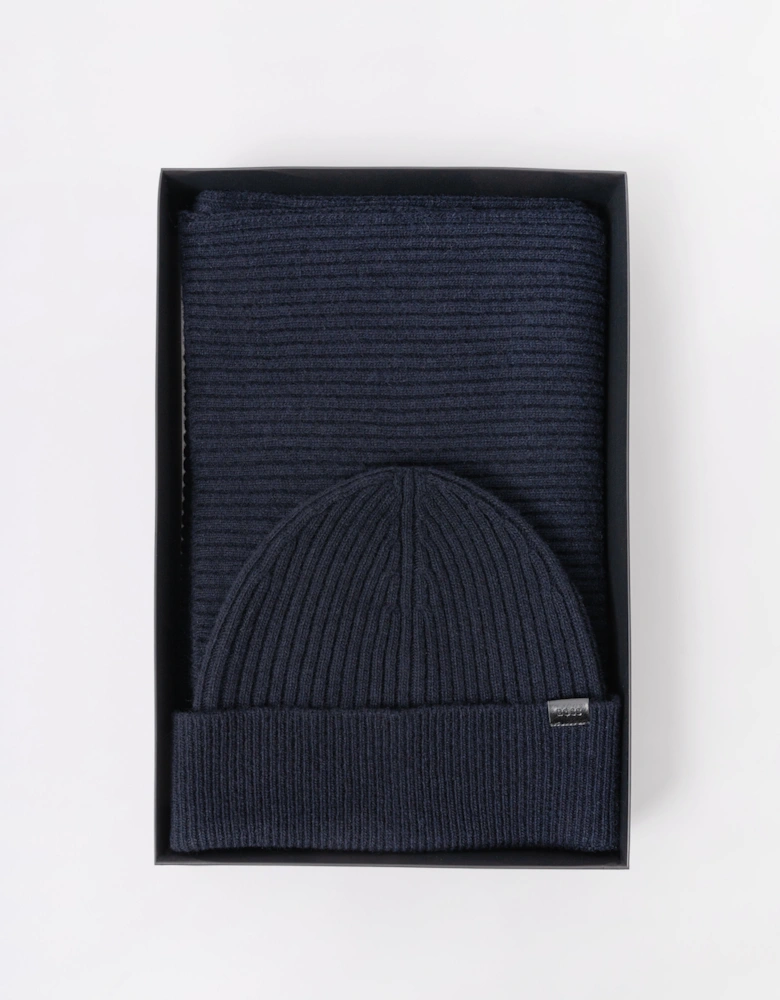 BOSS Orange Uboldi Scarf & Beanie Set - Dark Blue 404
