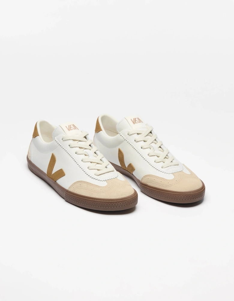 Volley Leather Womens Trainers - White/Tent/Bark
