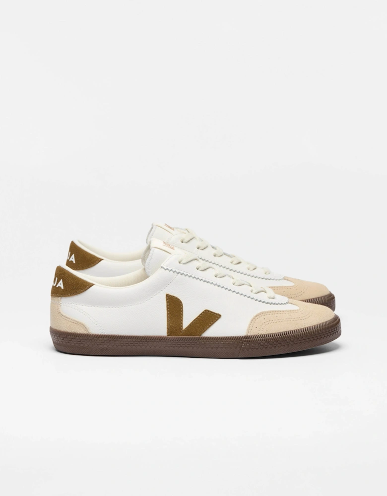 Volley Leather Womens Trainers - White/Tent/Bark