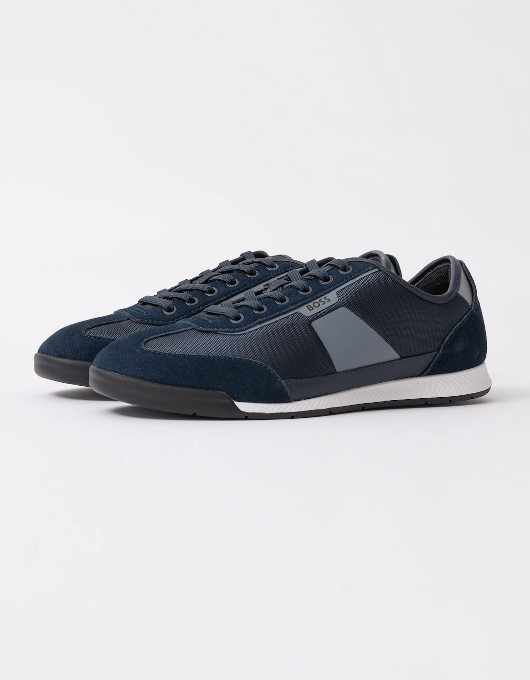 Hugo Boss Men's Boss Orange Nitan Mens Low-Top Trainers With Structured Trims - Open Blue 462 - Navy - Size, 8