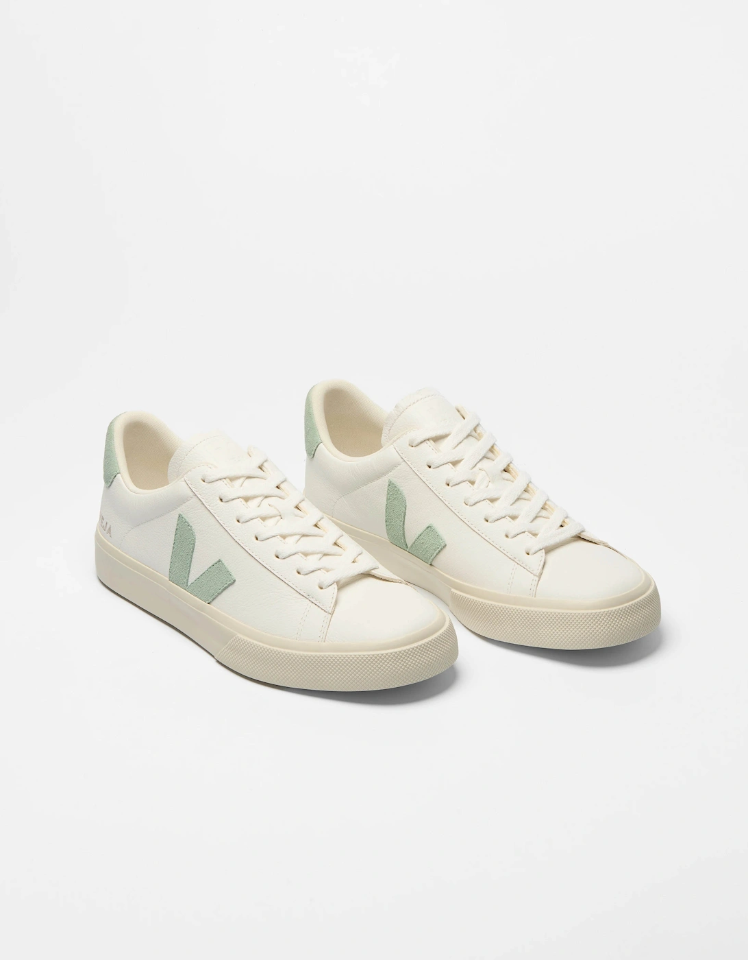 VEJA Campo Leather Womens Trainers - Extra White/Matcha, 4 of 3