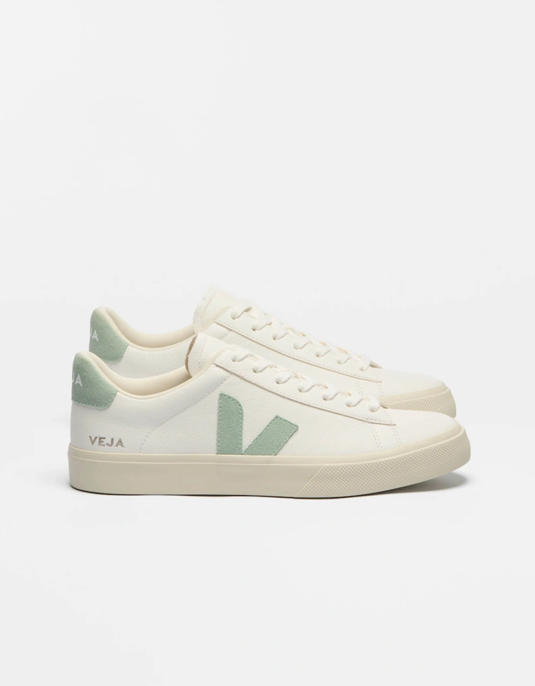 VEJA Campo Leather Womens Trainers - Extra White/Matcha