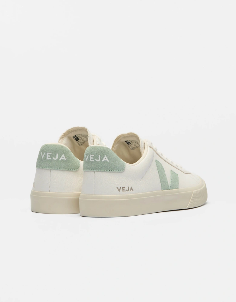 VEJA Campo Leather Womens Trainers - Extra White/Matcha