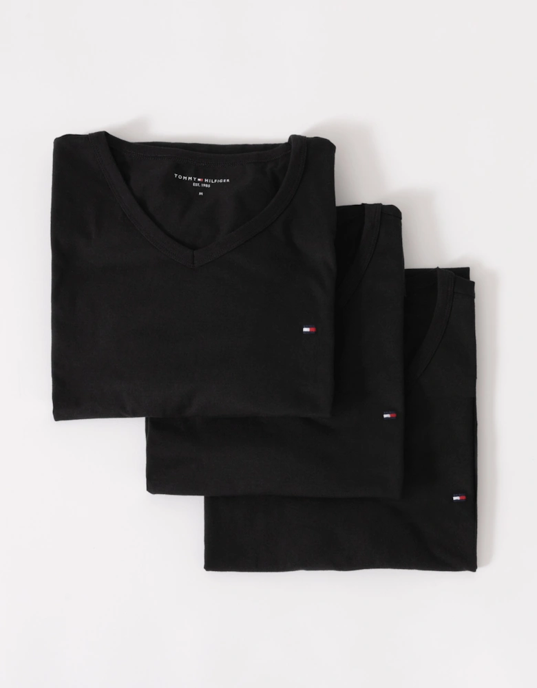 3 Pack Mens V-Neck T-Shirts - Black/Black/Black