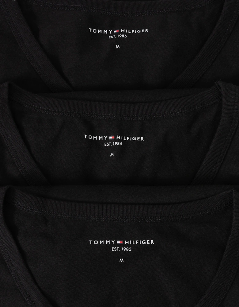 3 Pack Mens V-Neck T-Shirts - Black/Black/Black