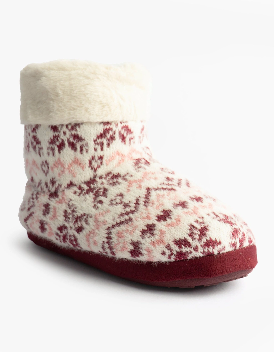 Toasties FAIR ISLE KNIT Boot Slippers Womens Fair Isle