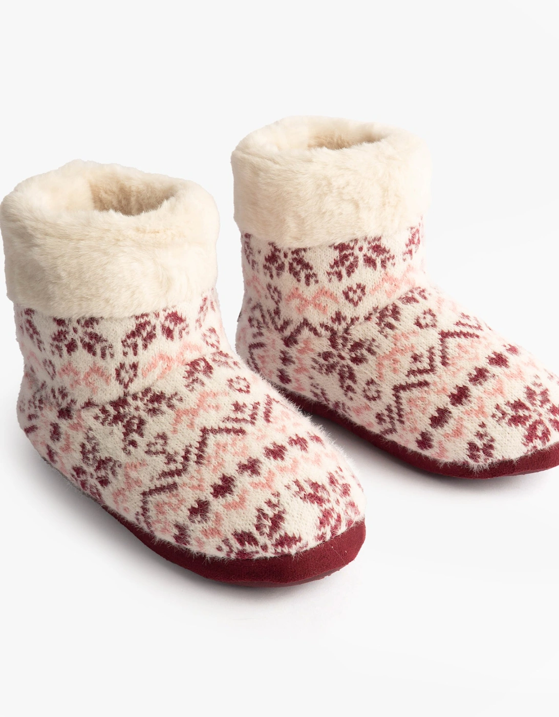 Toasties FAIR ISLE KNIT Boot Slippers Womens Fair Isle