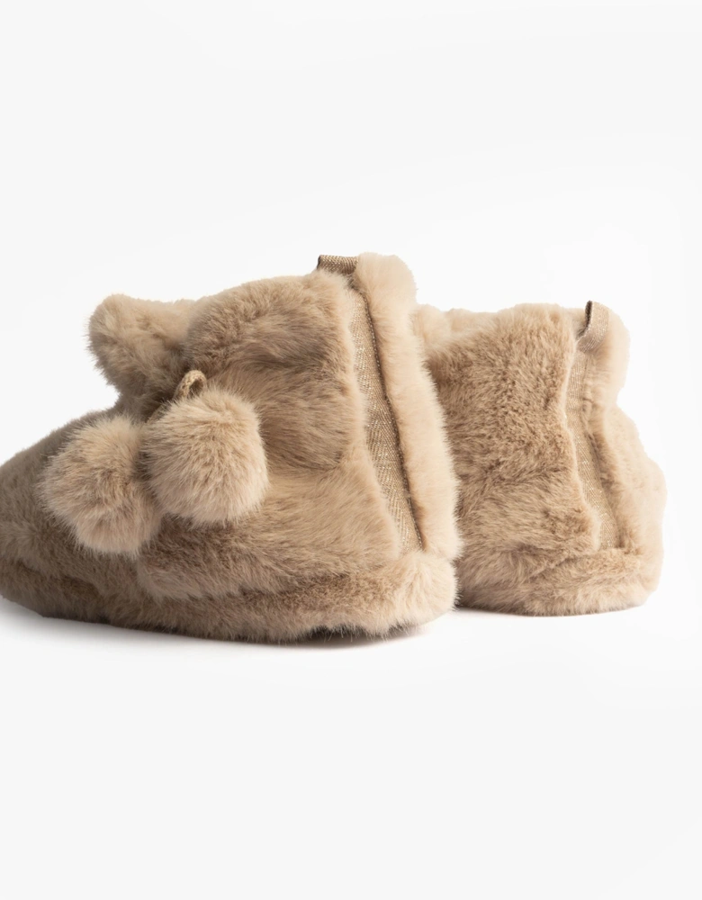 Toasties FAUX FUR Boot Slippers Womens Oat