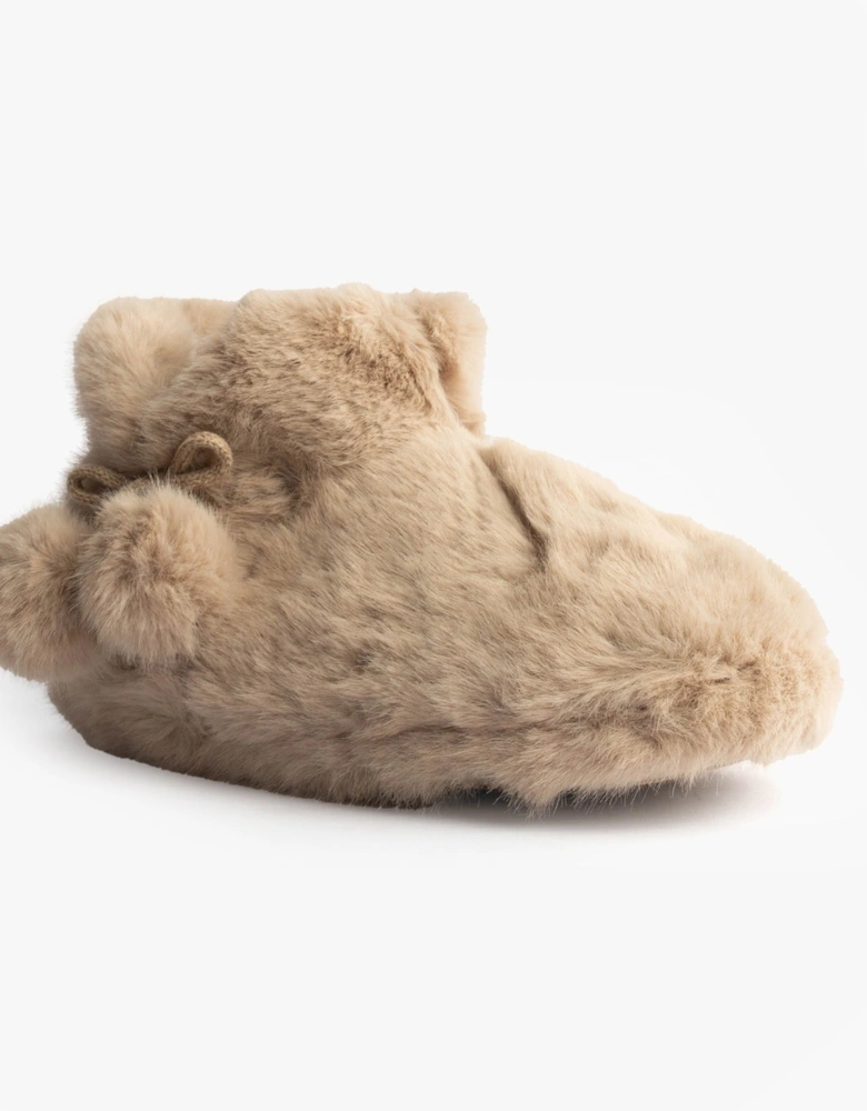 Toasties FAUX FUR Boot Slippers Womens Oat