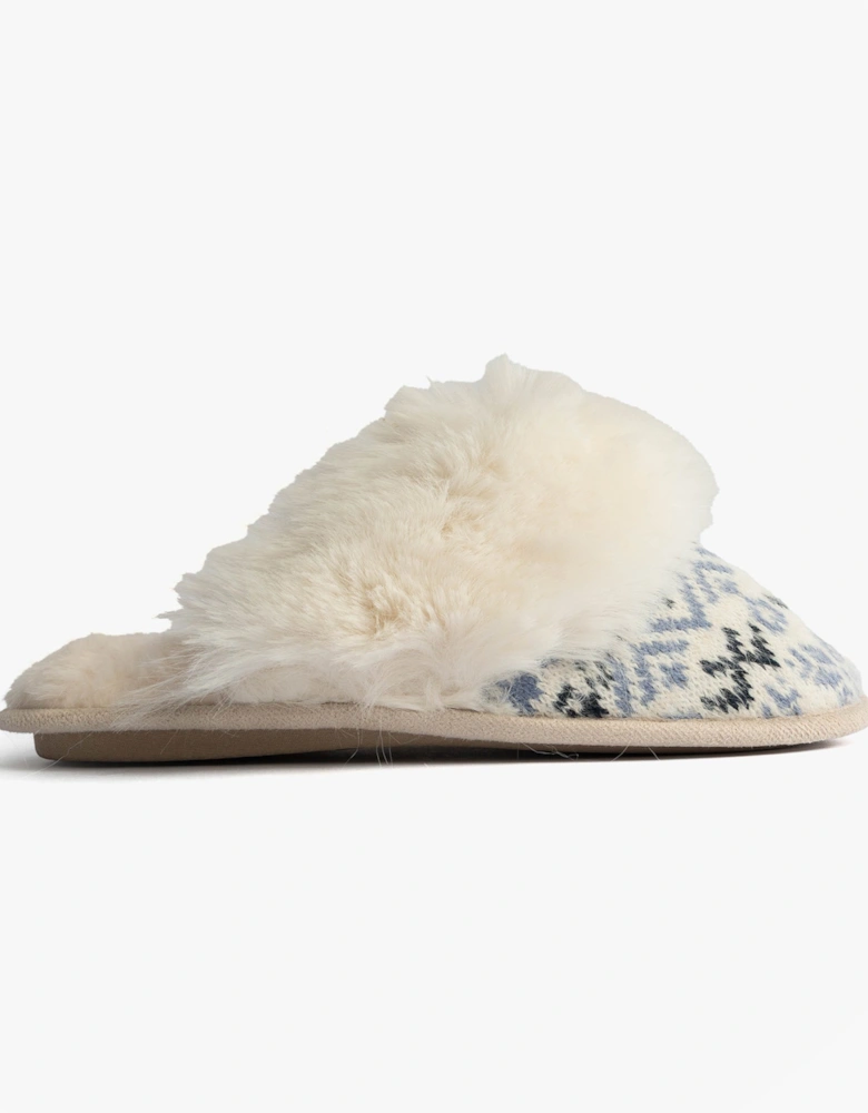 Toasties FAIR ISLE KNIT Mule Slippers Womens Blue