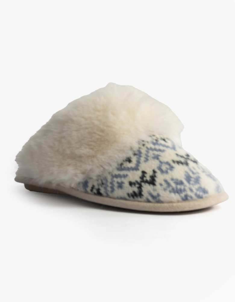 Toasties FAIR ISLE KNIT Mule Slippers Womens Blue