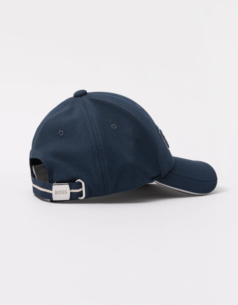 BOSS Green Knitted Piqué Six Panel Cap with Embroidered Logo - Dark Blue 406