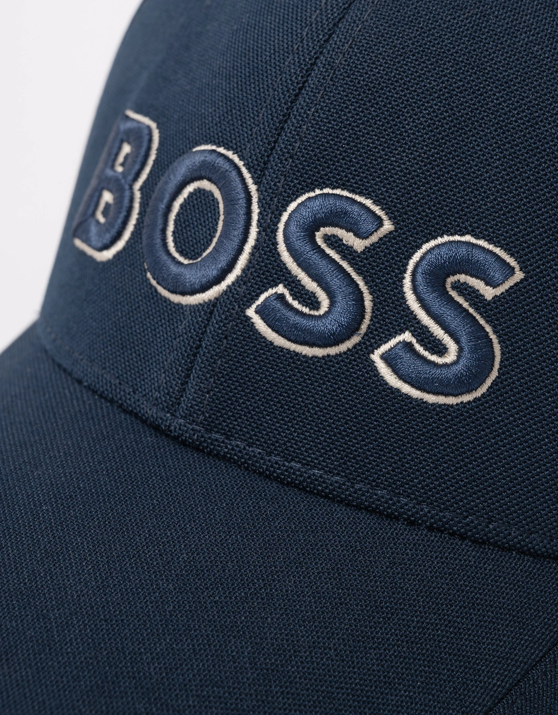 BOSS Green Knitted Piqué Six Panel Cap with Embroidered Logo - Dark Blue 406