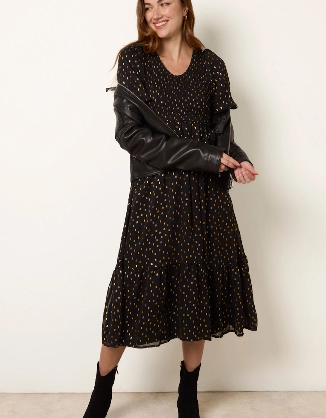 Black Gold Foil Midi Dress, 2 of 1