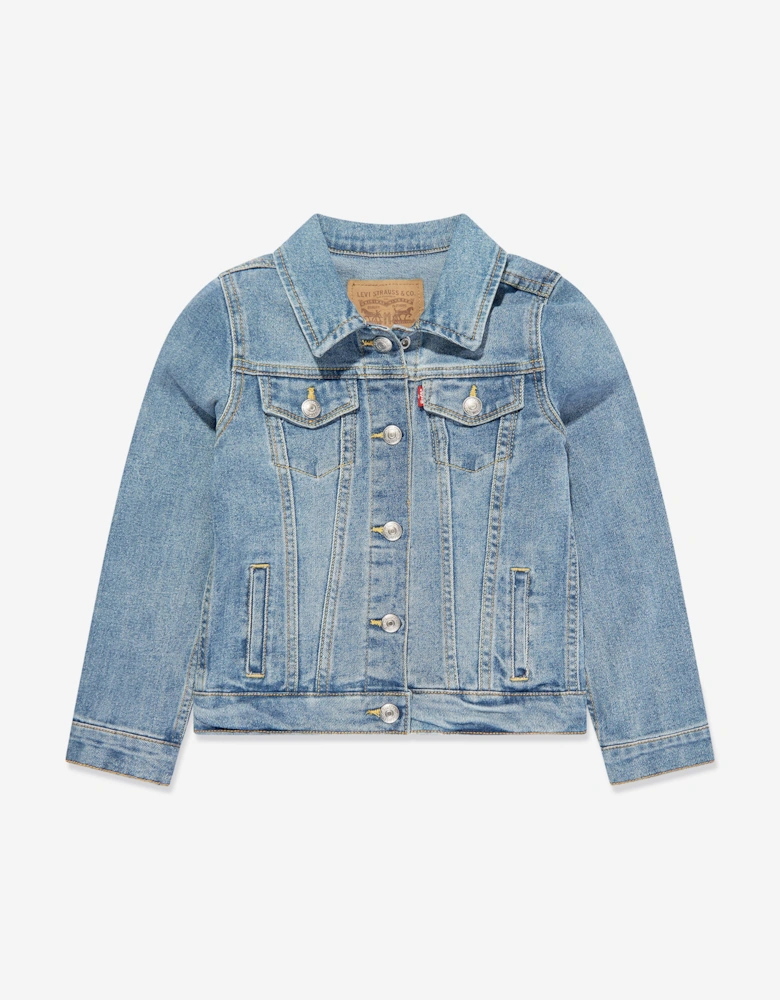 Girls Stretch Trucker Jacket in Blue