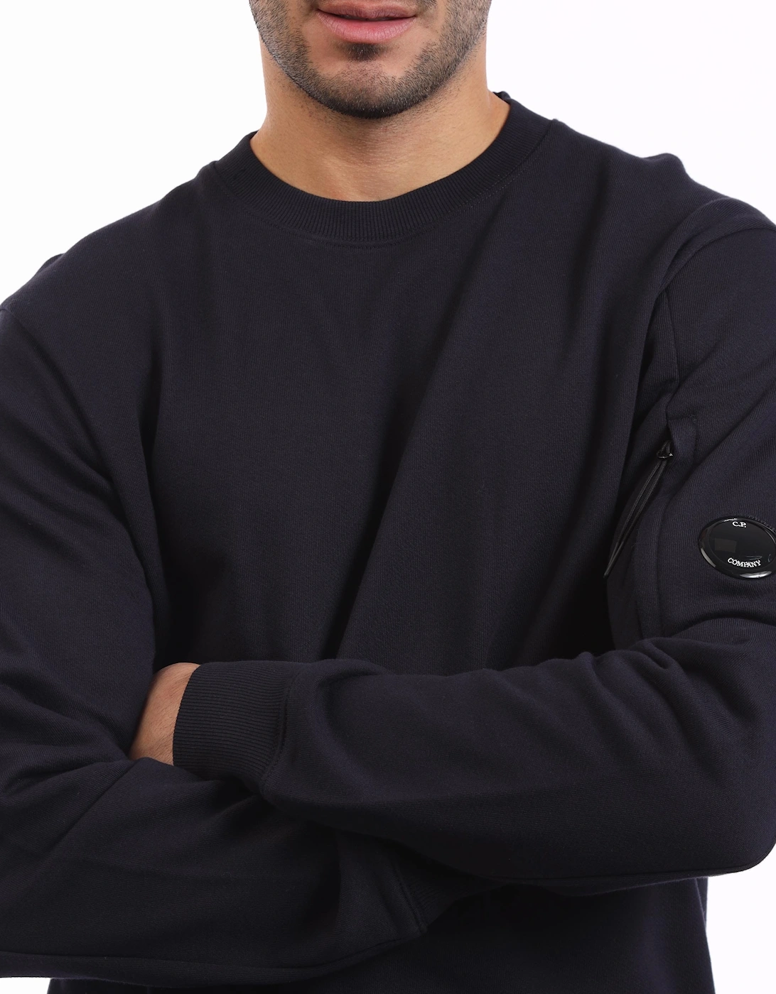 Diagonal Raised Fleece Lens Crewneck Sweatshirt