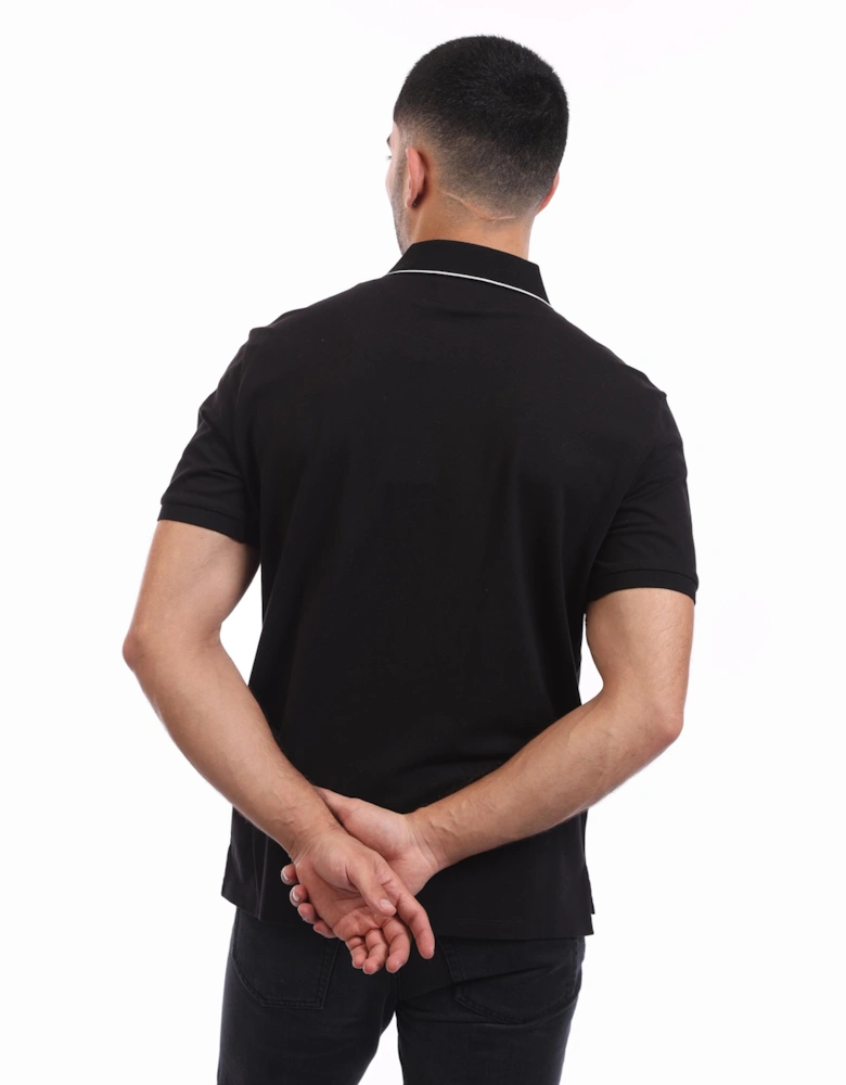 Stretch Piquet Striped Collar Polo Shirt