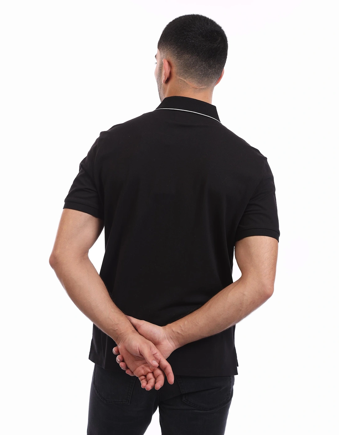 Stretch Piquet Striped Collar Polo Shirt