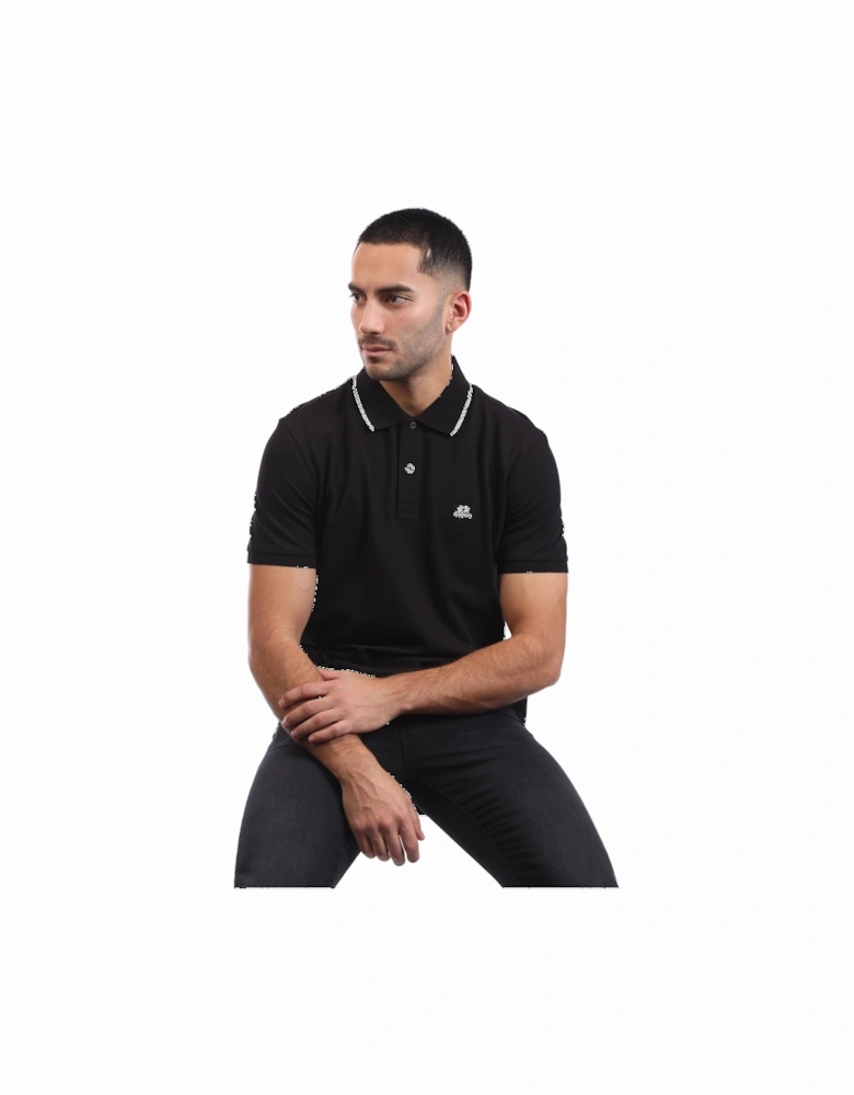 Stretch Piquet Striped Collar Polo Shirt