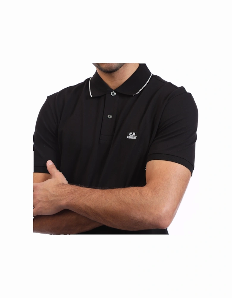 Stretch Piquet Striped Collar Polo Shirt