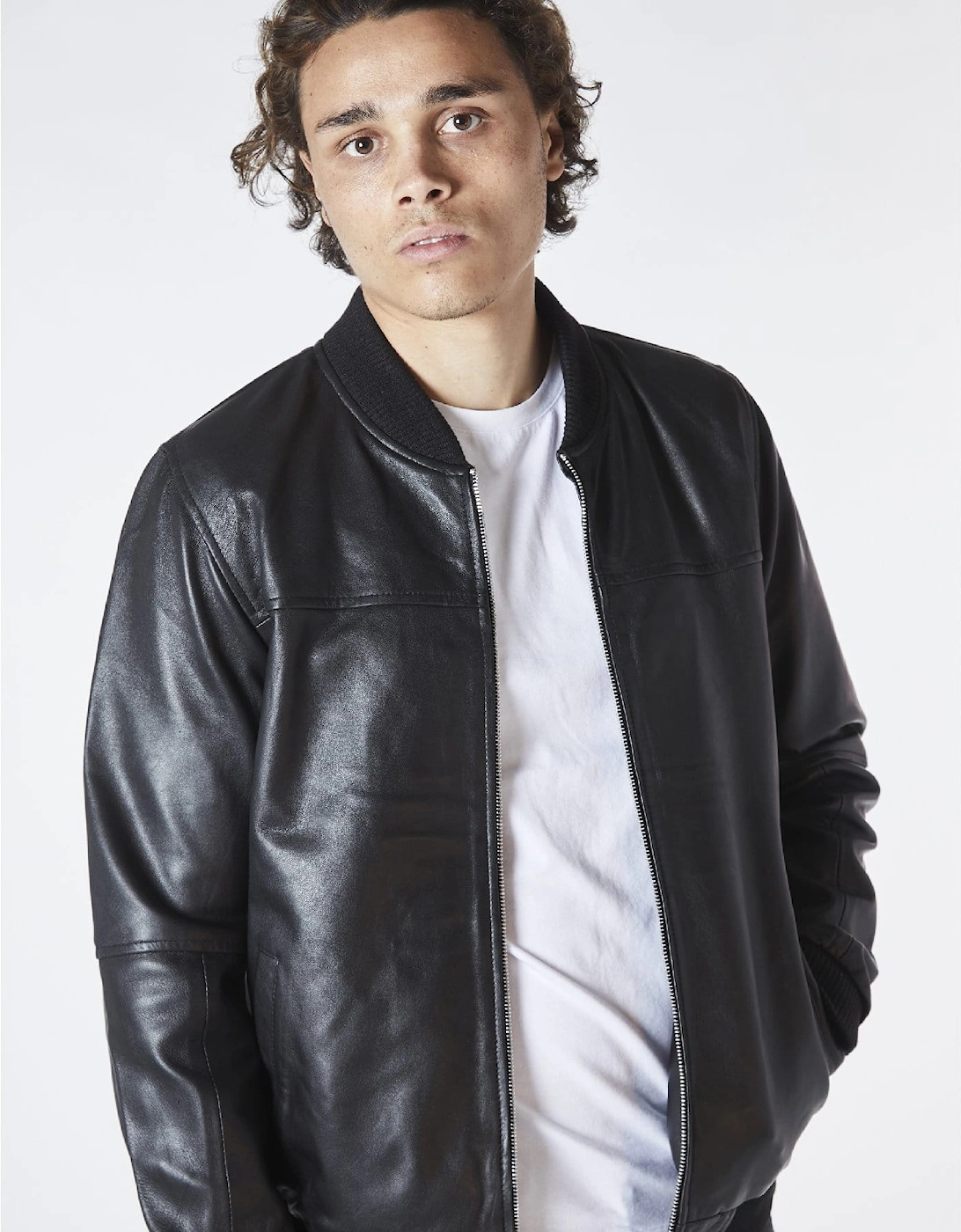 Mikey Leather Bomber Jacket
