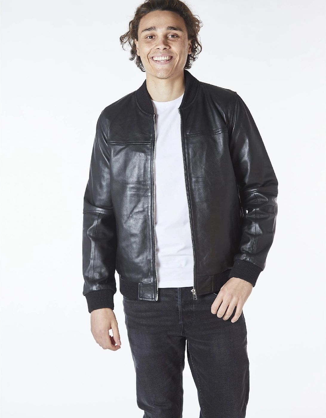 Mikey Leather Bomber Jacket, 4 of 3