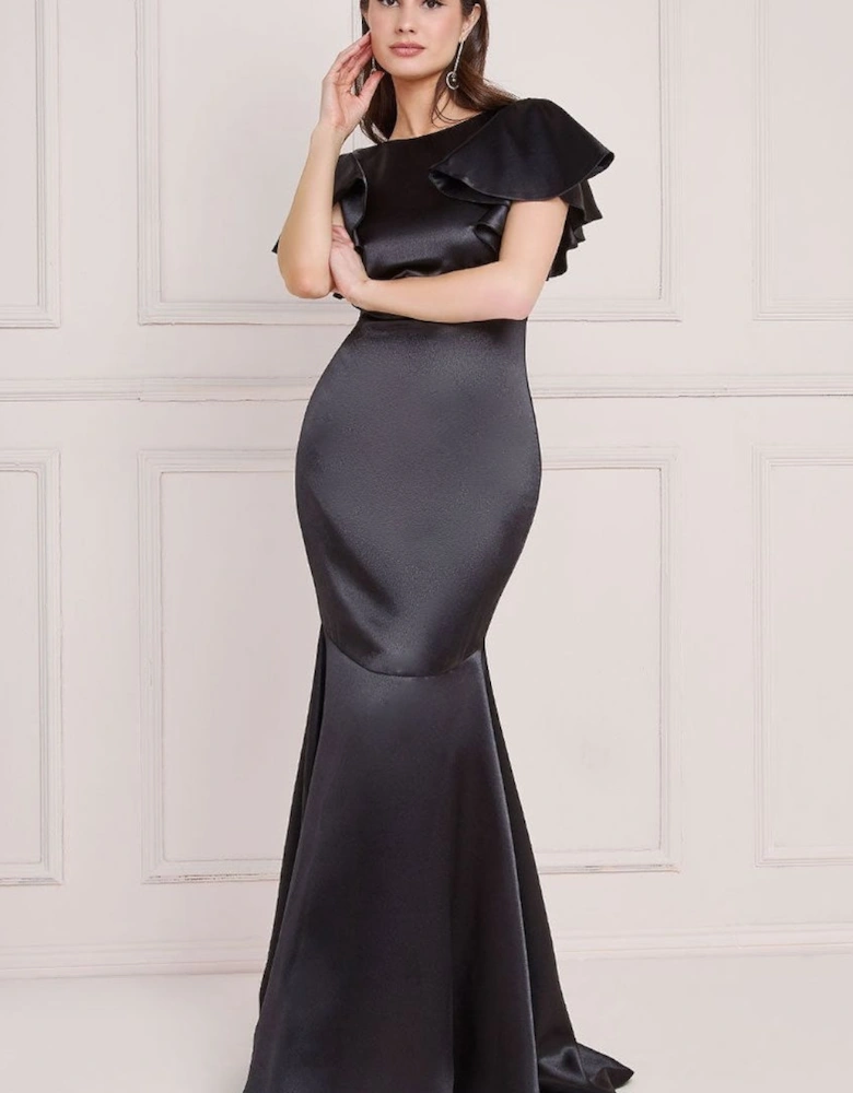 Satin Flutter Sleeve Mermaid Maxi