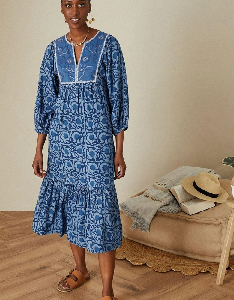 Floral Batik Smock Dress