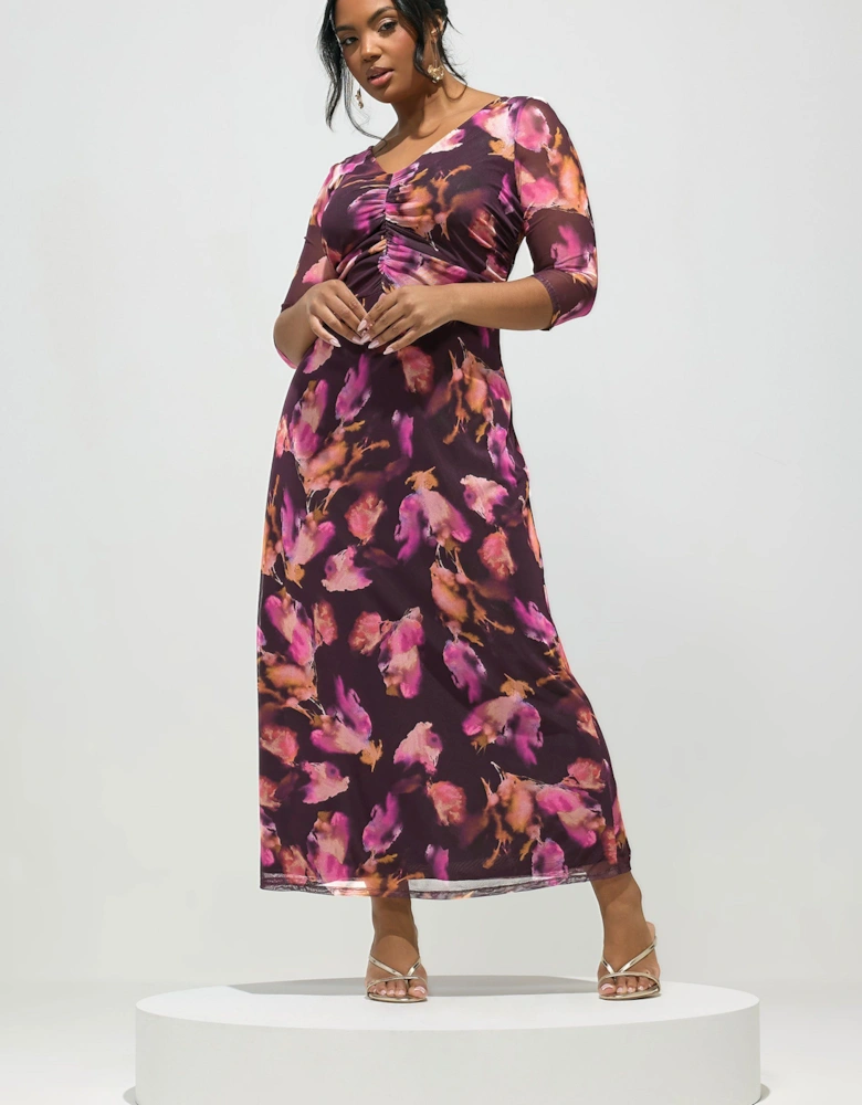 Abstract Mesh Maxi Dress